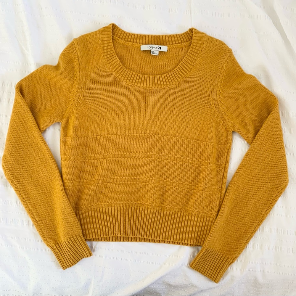 EUC Forever 21 Mustard Yellow Long Sleeve Knit Top/Sweater, L